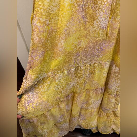 BB DAKOTA | Butter Yellow Dream Girl Tiered Midi Dress Cottagecore | Size M - Picture 5 of 10